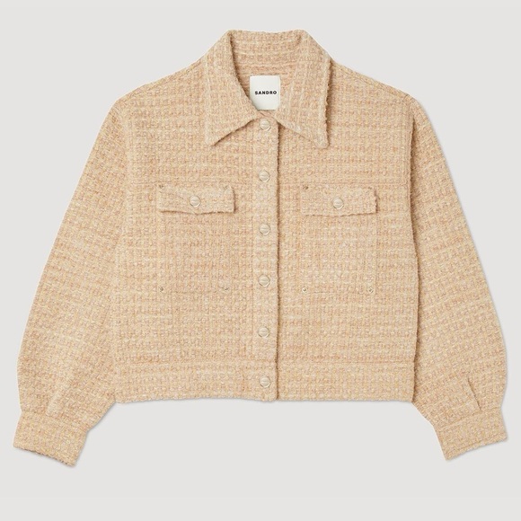 Sandro metalic thread trucker jacket tweed cardicoat - Picture 2 of 15